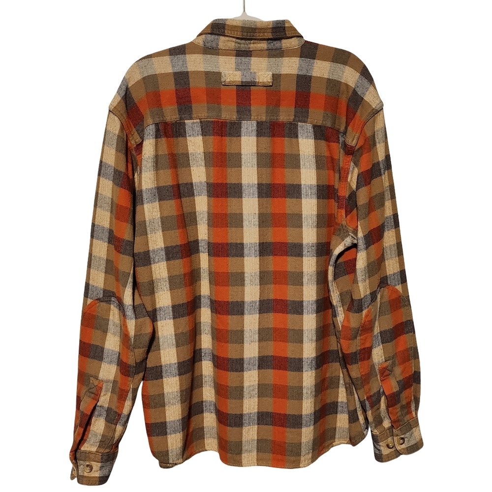 WOOLRICH Flannel Shirt Mens XL Brown Orange Plaid Workwear Heritage Blue Collar - Picture 5 of 11
